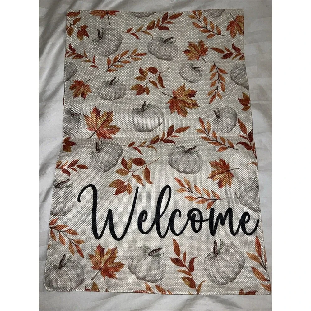 Welcome Pumpkin Fall Garden Flag Double-Sided Decorative Yard Flag 12“×18”